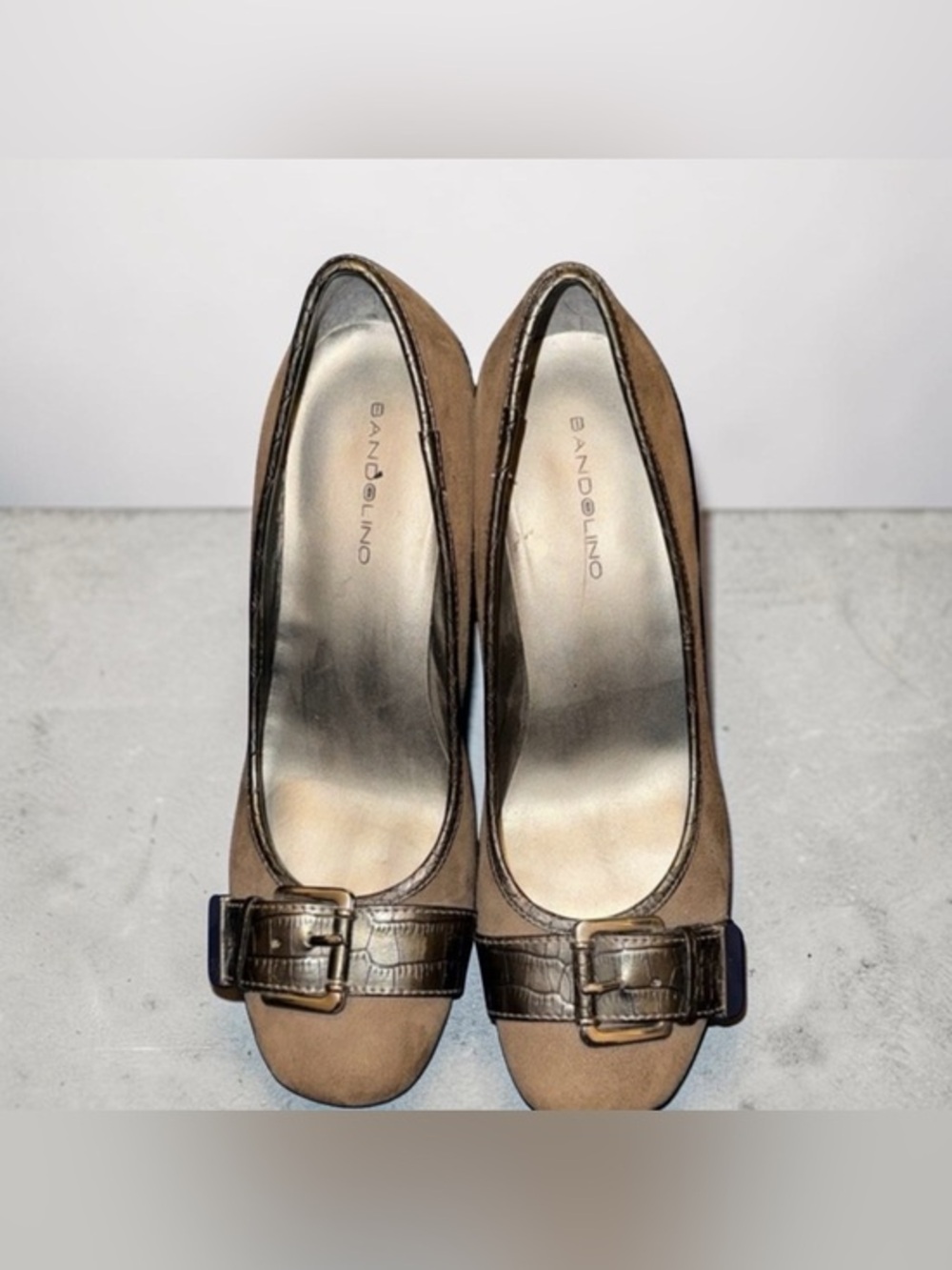 Bandolino Taupe Heels with Buckle Accent​ - size 6.5